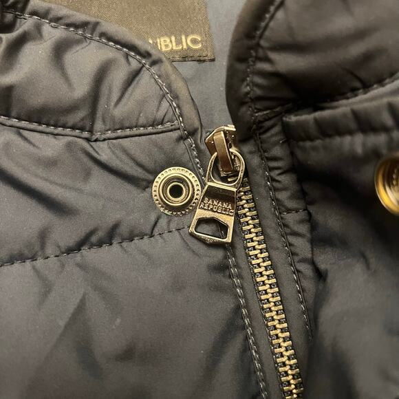 Banana Republic M Navy Blue Quilted Puffy Vest Zip Jacket - Picture 6 of 13